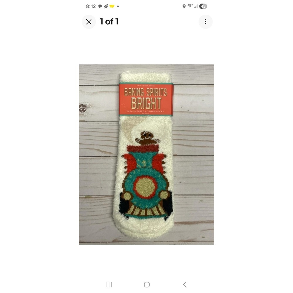 Bath & Body Works Gingerbread Train Shea Infused Lounge Socks